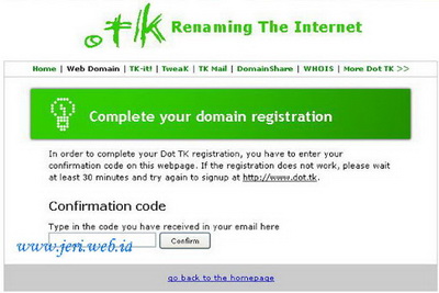 tk domain Konfirmasi