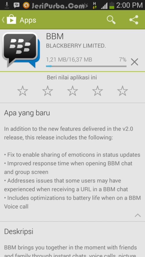 Proses Download dan Update BBM For Android 2.0.0.19