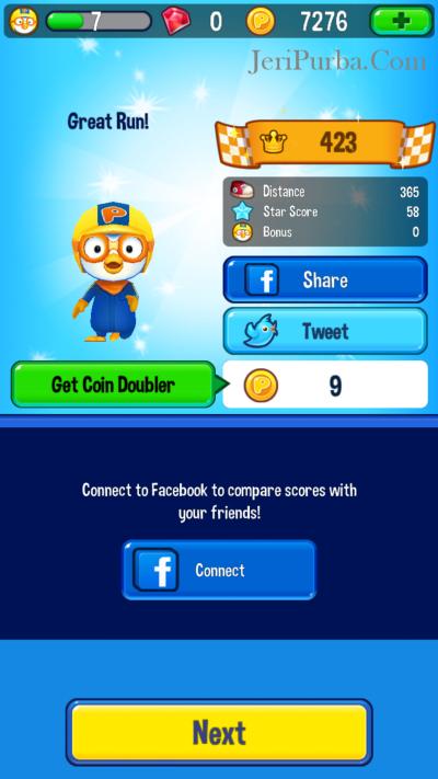 Bagikan Skor Game Pororo ke Facebook dan Twitter