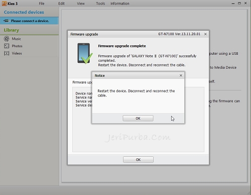Proses Update Android KitKat Melalui Samsung Kies Sukses