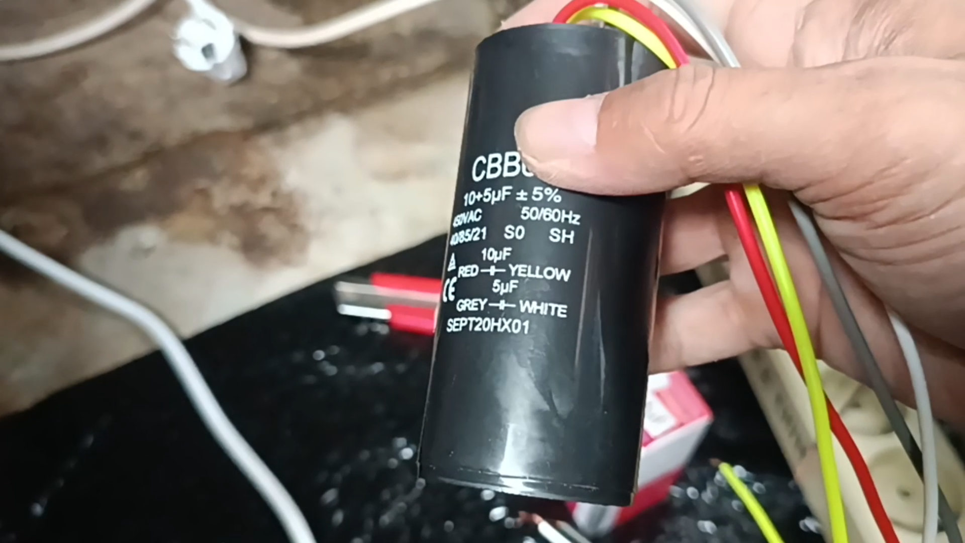 Kapasitor Mesin Cuci Double 10+5 Mikro Farad Baru